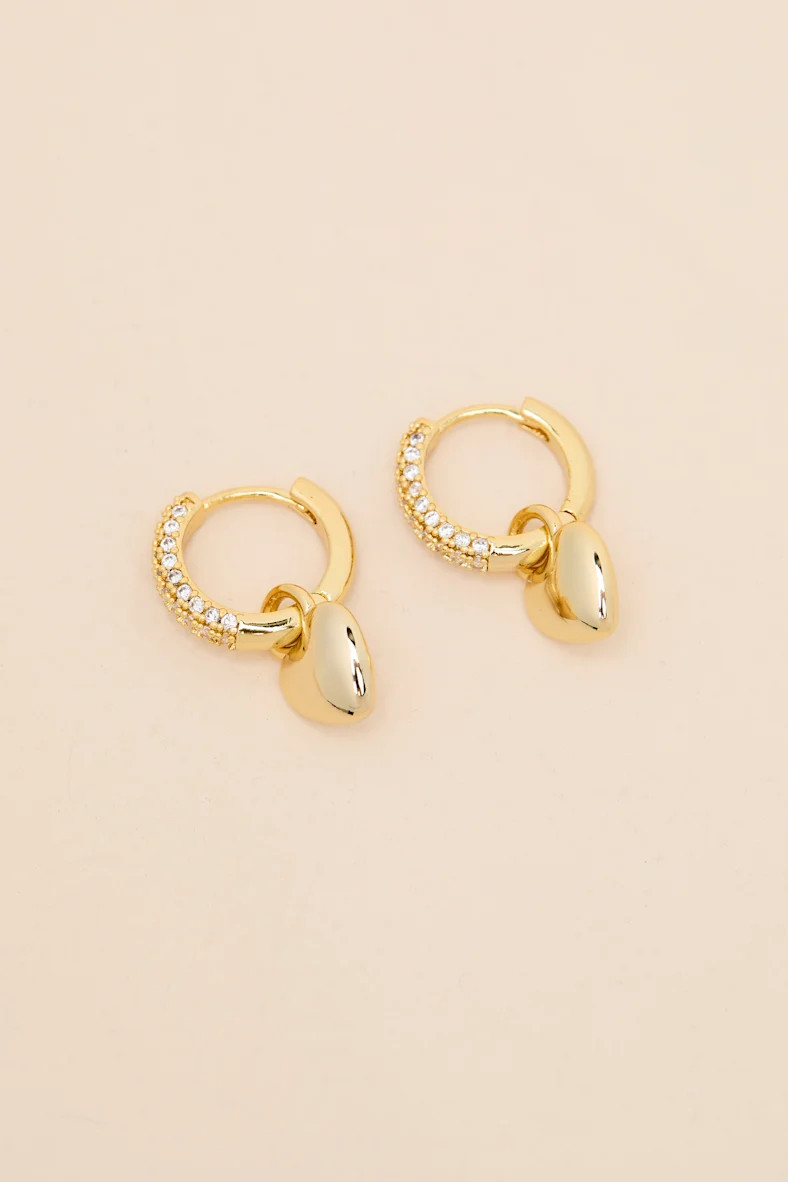 Pippa Gold Huggie Hoop Heart Earrings | Lulus
