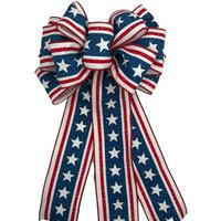 Red, White, Blue Vertical Stars & Stripes Patriotic Bow For Wreath, Lantern, Floral Arrangement, Basket, Gift | Etsy (US)