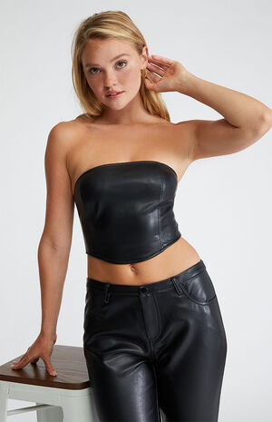 Kendall & Kylie Vegan Leather Strapless Tube Top | PacSun | PacSun
