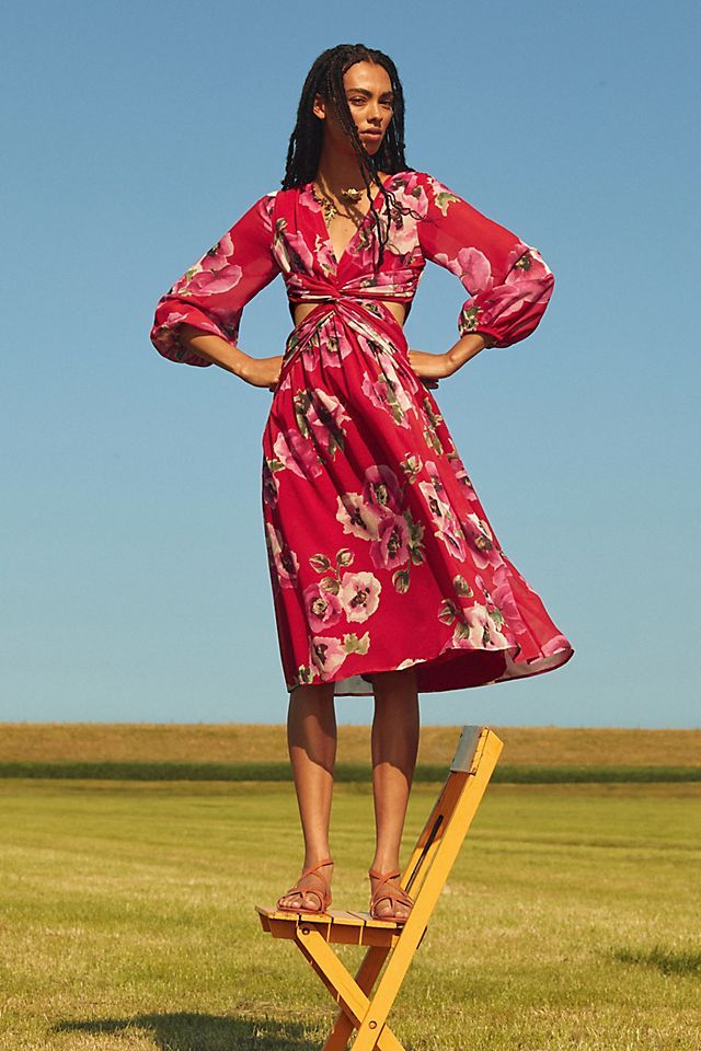 Floral Cut-Out Midi Dress | Anthropologie (US)