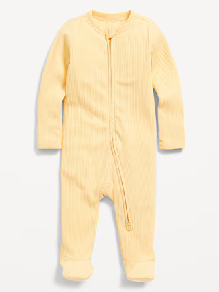Unisex Sleep & Play Rib-Knit Footed One-Piece for Baby | Old Navy (US)