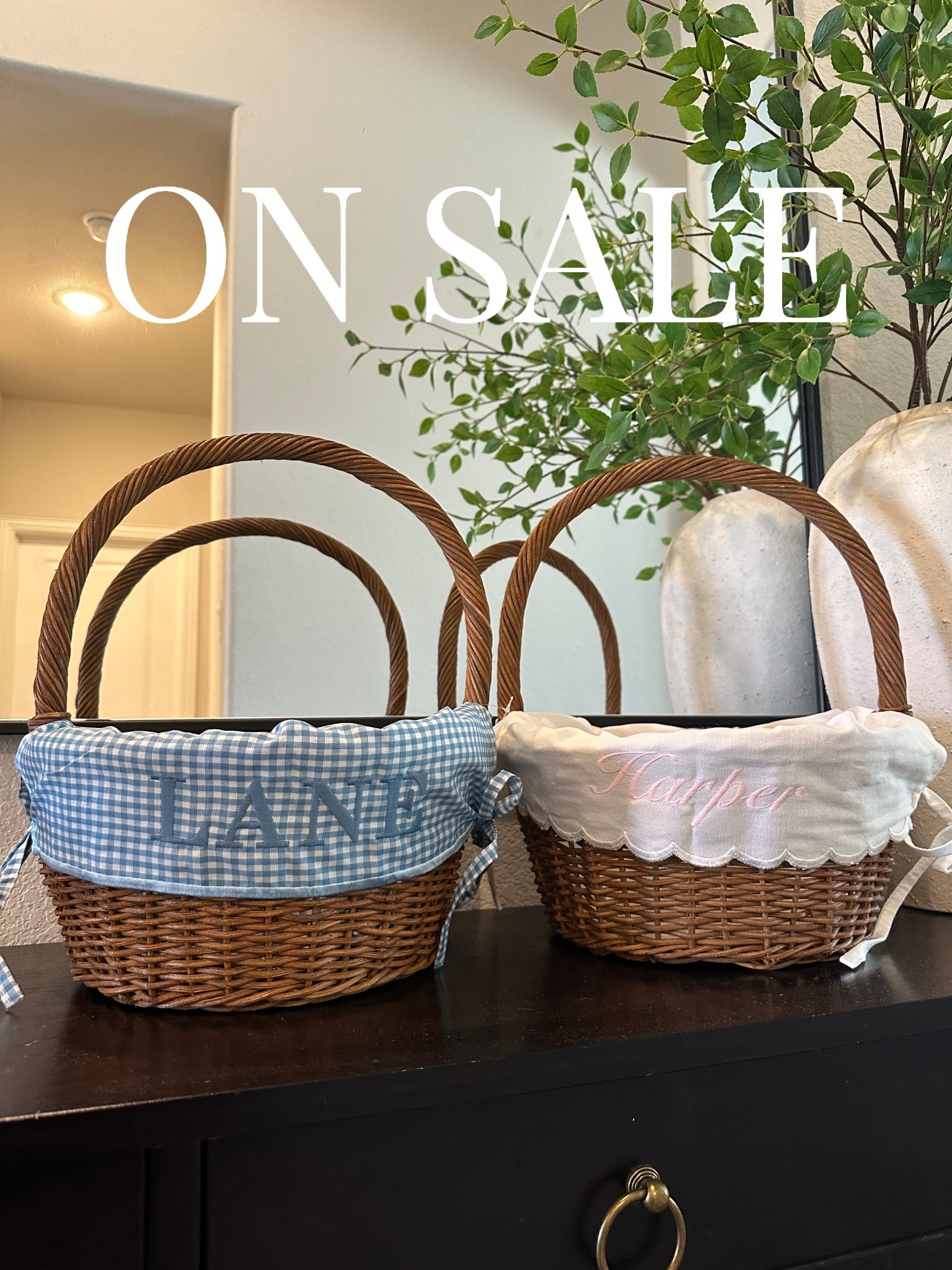 Easter baskets on sale!! $41 for basket and liner!!! *$12 extra for monogram!* 
Baby boy toddler boy baby girl toddler girl kids Easter baskets 

#LTKSpringSale #LTKFamily #LTKKids