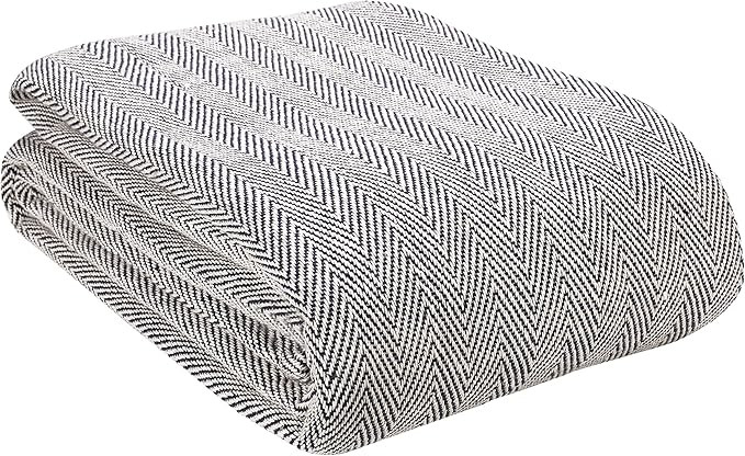 GLAMBURG 100% Soft and Breathable Cotton Thermal Blanket King Navy - Perfect for Layering Any Bed... | Amazon (US)