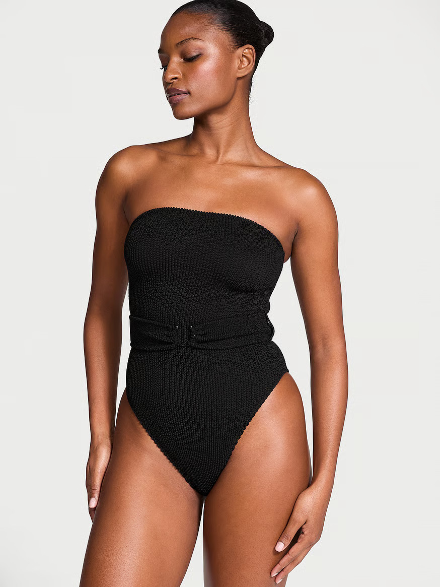Crinkle Belted Strapless One-Piece Swimsuit | Victoria's Secret (US / CA )