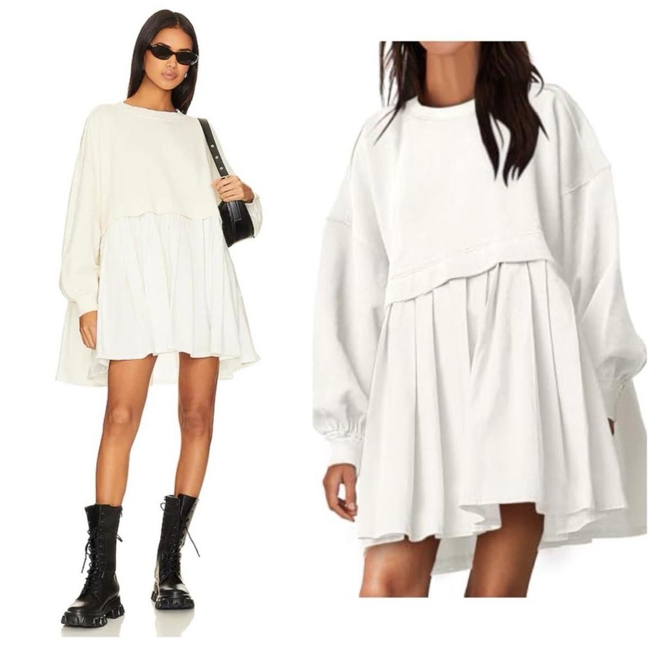 Free People Women's Dress - White/Cream - L | Depop US
