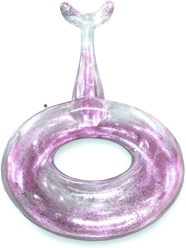 Unicornabilia Giant Inflatable Mermaid Pool Float Tube with Mermaid Tail and Pink Glitter Inside ... | Amazon (US)