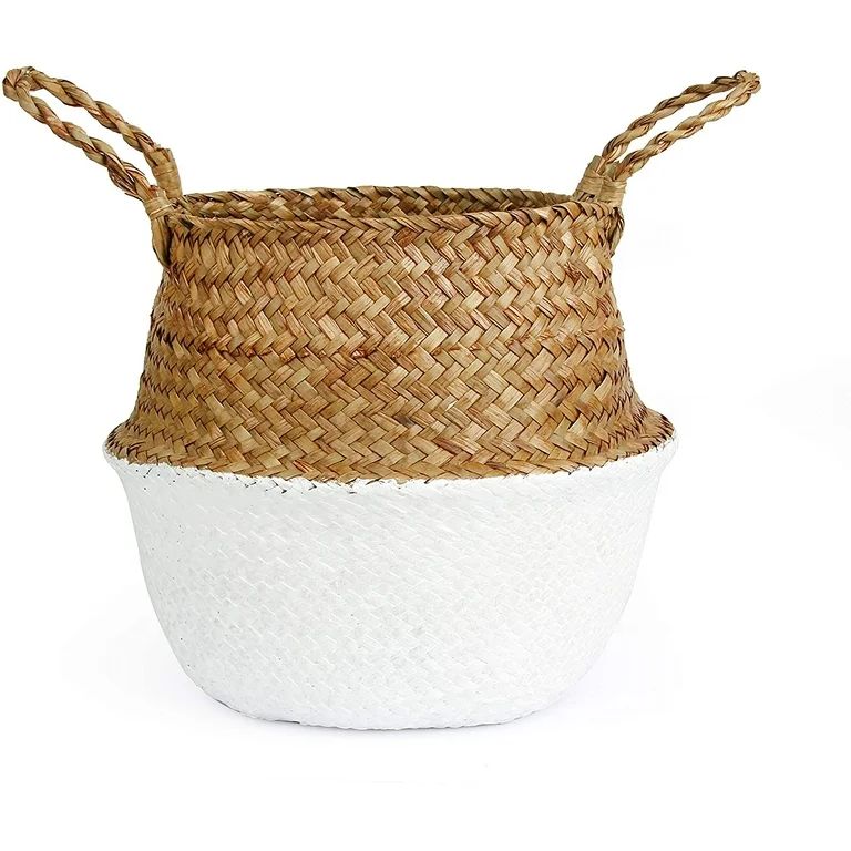 Woven Seagrass Belly Basket for Storage Plant Pot Basket, Laundry, Picnic and Grocery Basket | Wo... | Walmart (US)