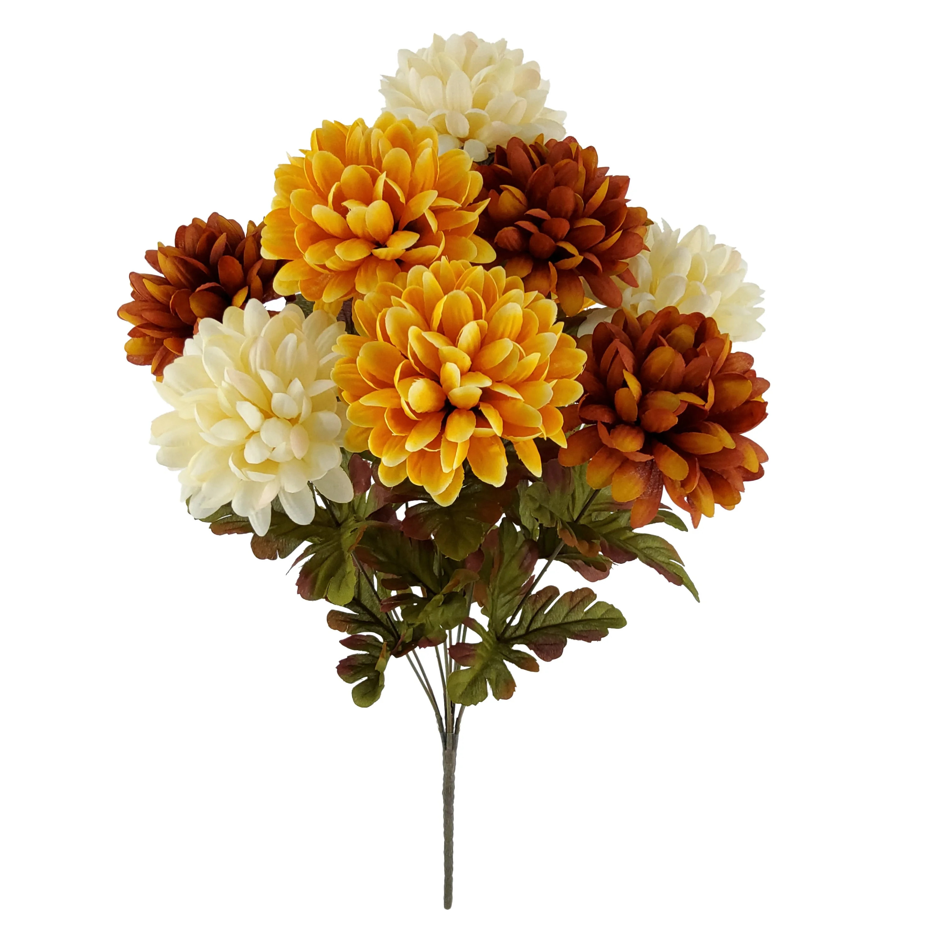 Mainstays Indoor 20 inch Artificial Polyester Mum Bush, Cream and Warm Orange Color | Walmart (US)