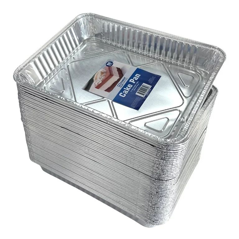 Family Essentials 13"x9" Aluminum Foil Cake Pans, 50 Count | Walmart (US)