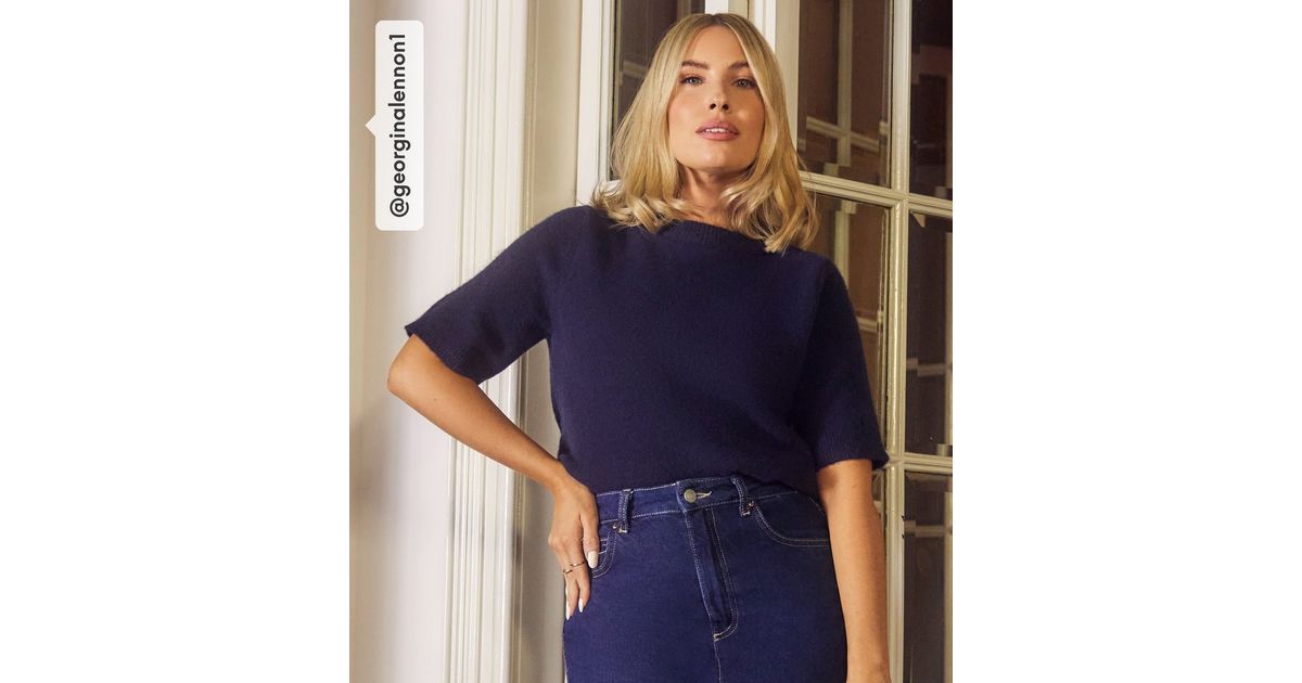Navy Short Sleeve Knitted Top 
						
						Add to Saved Items
						Remove from Saved Items | New Look (UK)