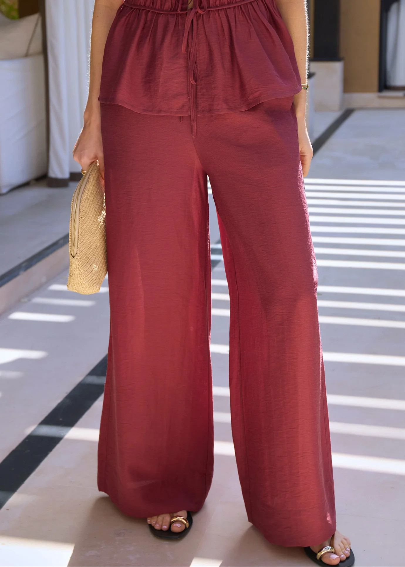 RELAXED WIDE LEG TROUSER - RUST | WAT The Brand