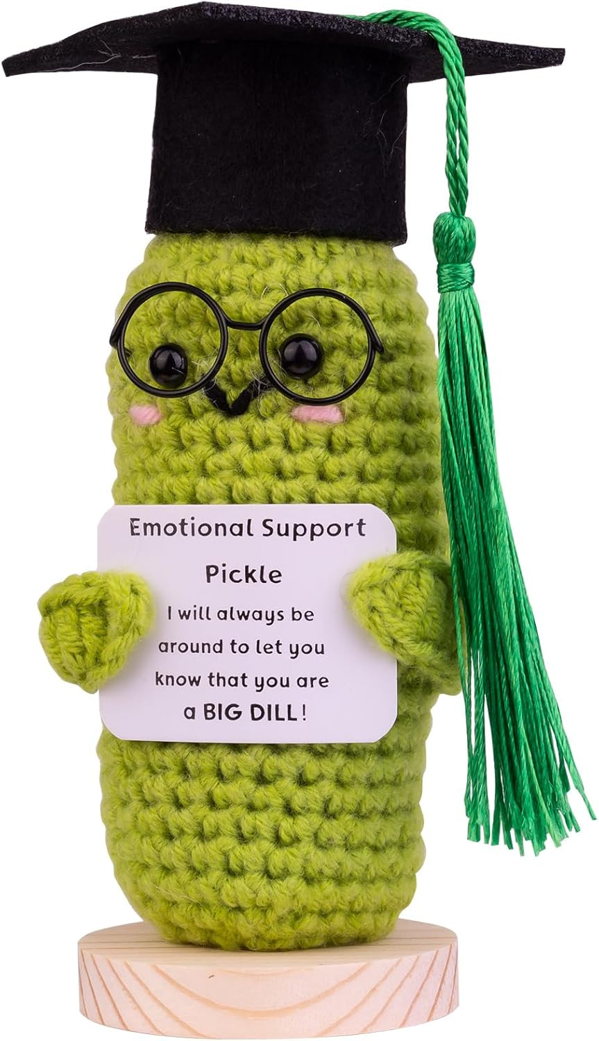 2025 Graduation Gift Emotional Support Cucumber Graduation Cap Gift, Cute Knitted Crochet Cucumbe... | Amazon (US)