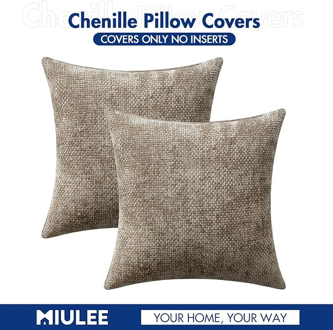 MIULEE Pack of 2 Couch Throw Pillow Covers 20x20 Inch Neutral Khaki Modern Boho Accent Decorative... | Amazon (US)