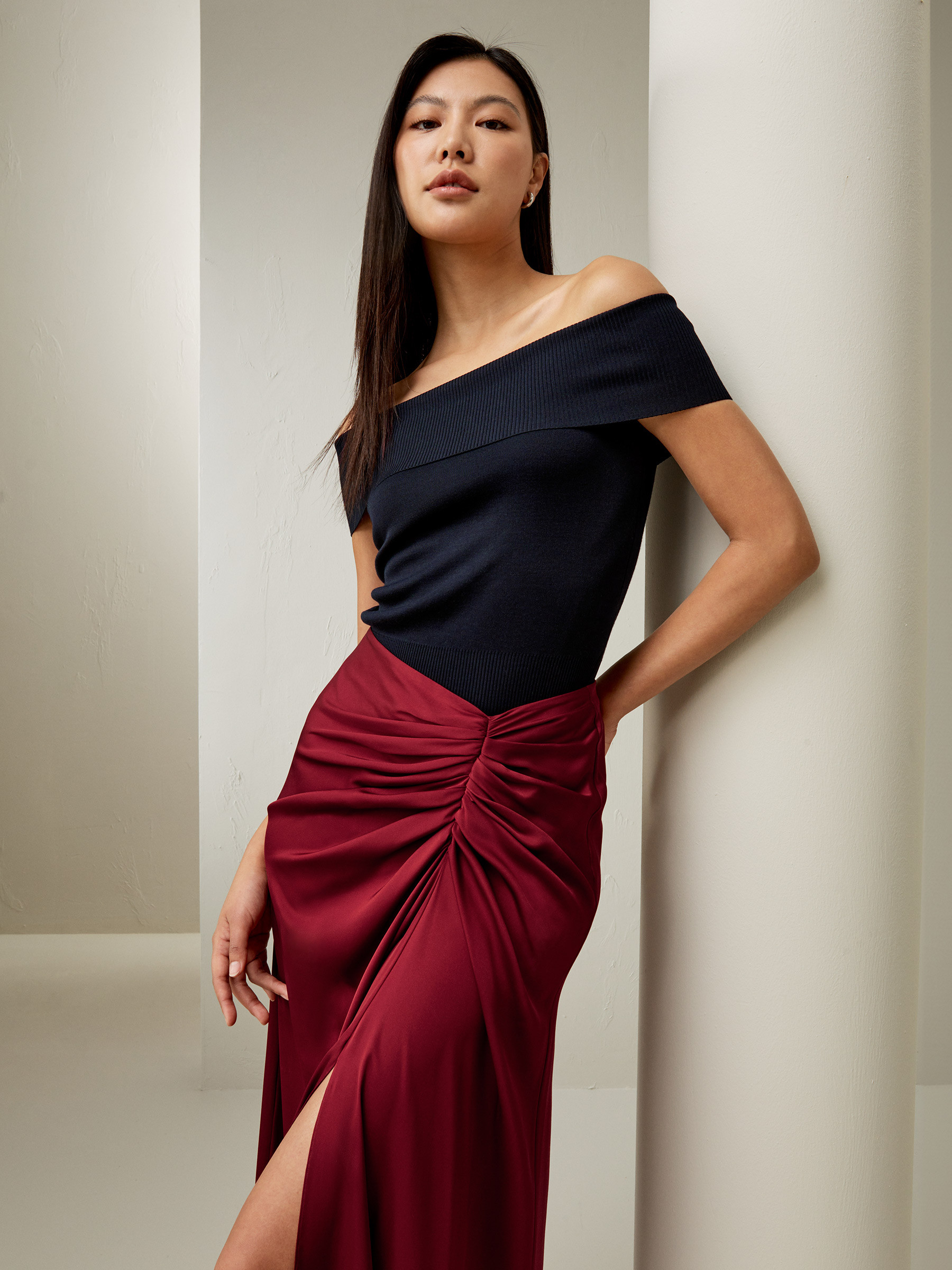Coastline Silk Midi Skirt | LilySilk