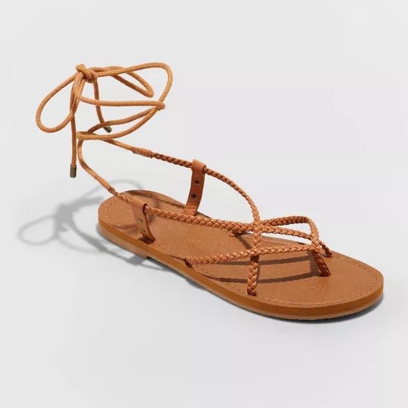 Women's Tegan Braided Lace Up Sandals - Universal Thread™ Cognac | Target