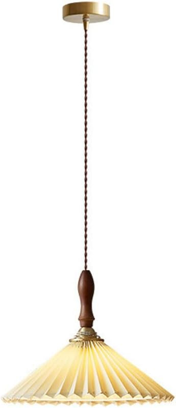 SANBDDLYY White Pleated Design Fabric Shade Pendant Lighting,Chandelier with Natural Hand-Finishe... | Amazon (US)