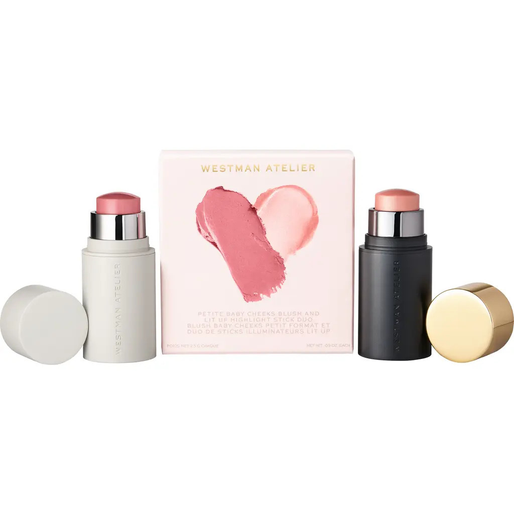Westman Atelier Petite Baby Cheeks Blush & Lit Up Highlight Stick Duo $52 Value in Nude Rose/gold... | Nordstrom