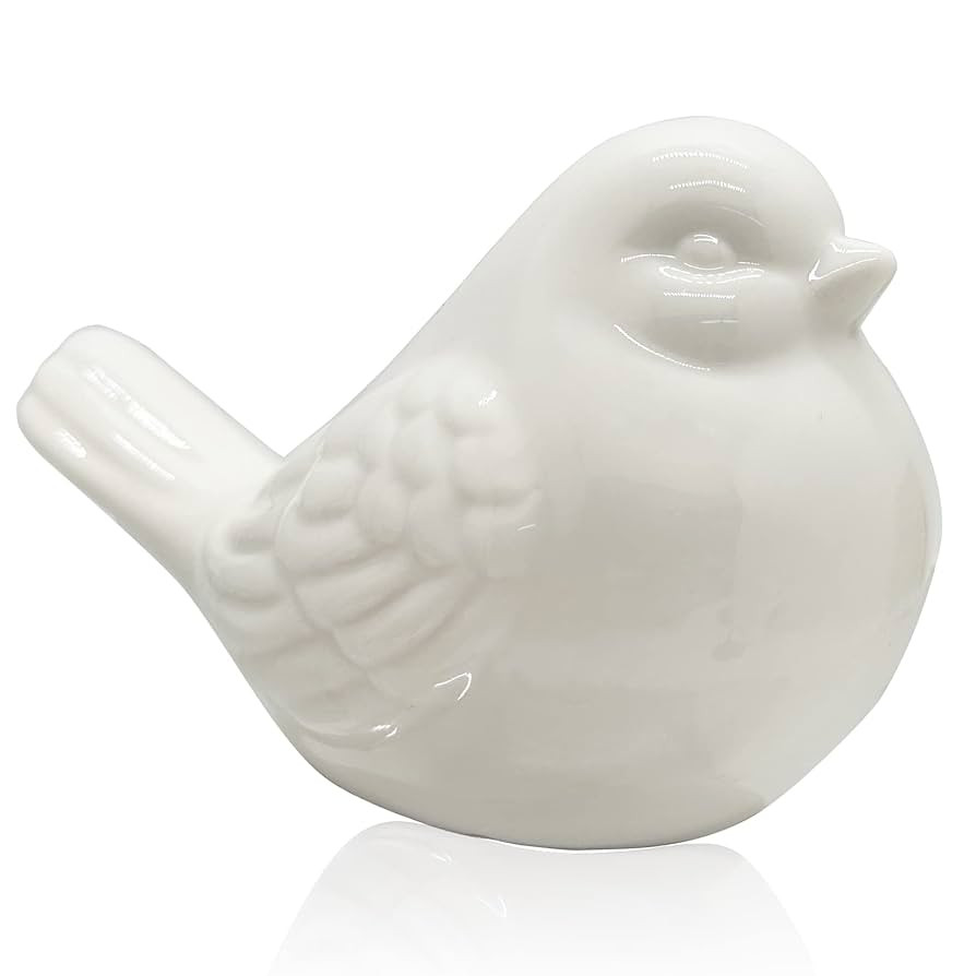 New White Glazed Ceramic Bird Figurine, French Country Garden Cottage Ornaments, Home Decor Accen... | Amazon (US)