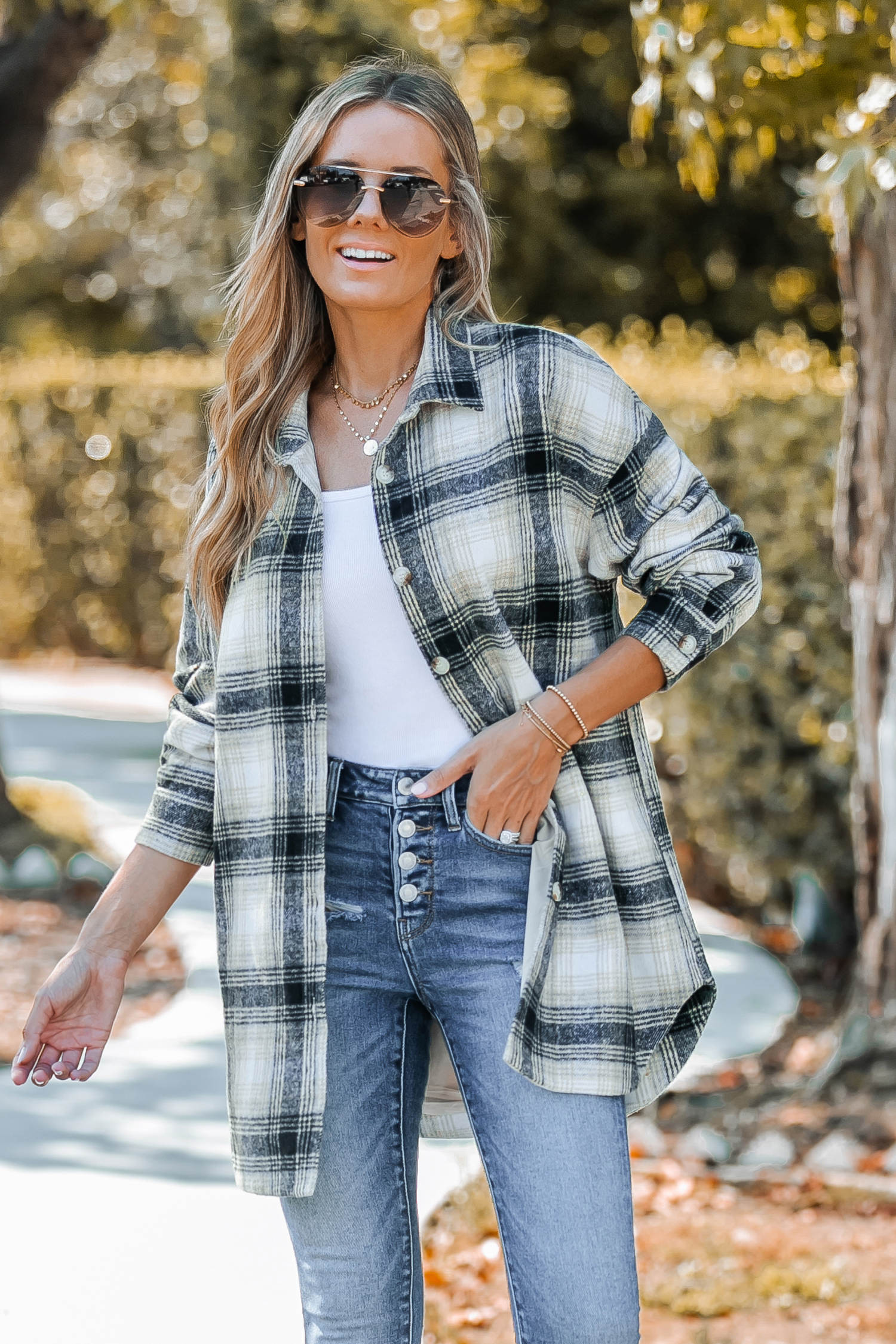 Plaid Button-Front Shacket | Cupshe US