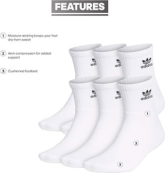 adidas Originals Trefoil Quarter Socks (6-Pair) | Amazon (US)