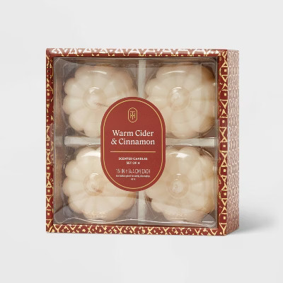 4pk Mini Wax Pumpkin Figural Candle Set Warm Cider and Cinnamon - Threshold™ | Target