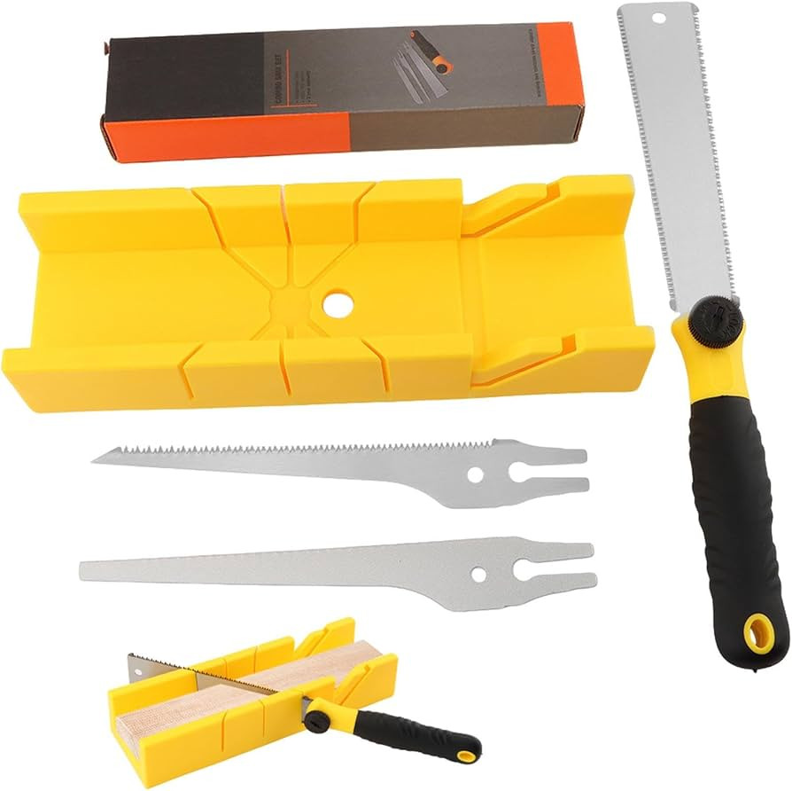 4-Piece Miter Box and Saw Set, Japanese Hand Saw for Precise Miter and Bevel Cuts, 12-Inch Mitre ... | Amazon (US)