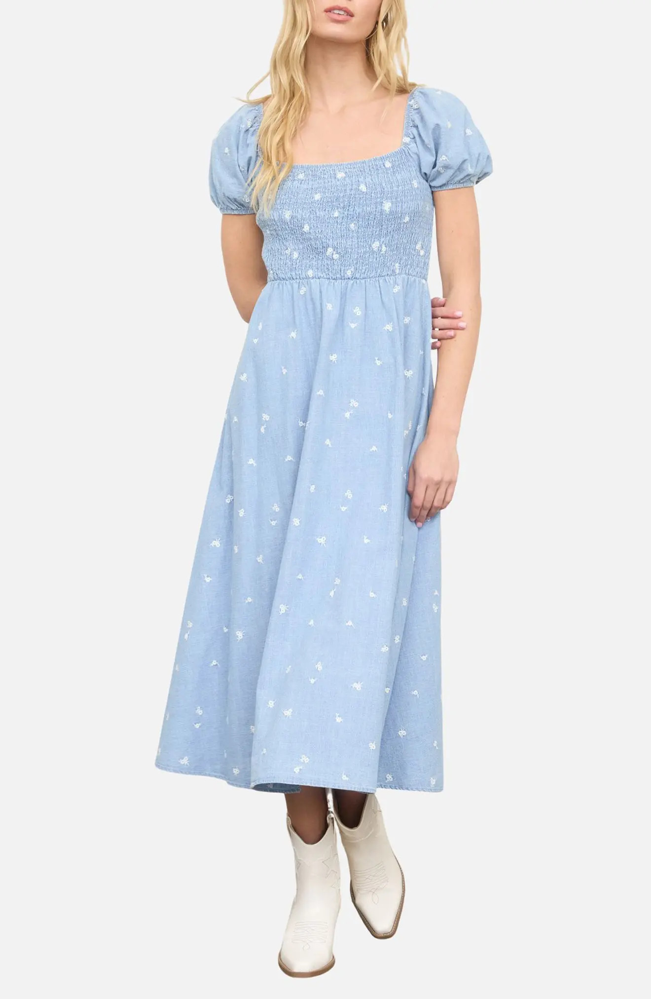 Ditsy Chambray Midi Dress (Women) | Nordstromrack | Nordstrom Rack