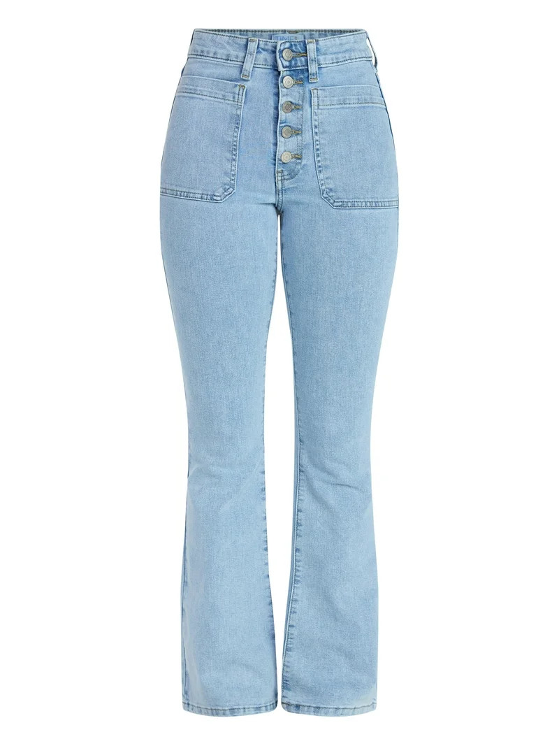 Time and Tru Women's Patch Pocket Flare Jeans, 31" Inseam, Sizes 0-22 | Walmart (US)