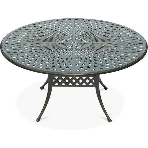 VIVIJASON Large 61" Patio Dining Table, Outdoor Round Dining Table Fits for 6-8 Person, Dark Bron... | Walmart (US)