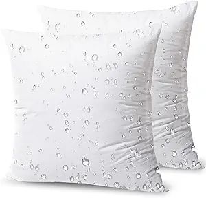 Phantoscope Premium Outdoor Pillow Inserts - Pack of 2 Square Form Water Resistant Polyester Thro... | Amazon (US)