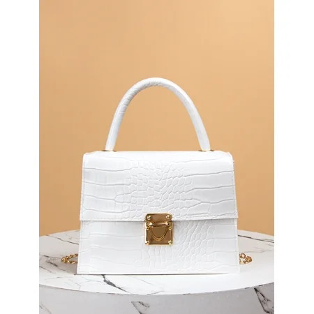 Women Bags Croc Embossed Push Lock Flap Chain Bag 420122BAGS12237 | Walmart (US)