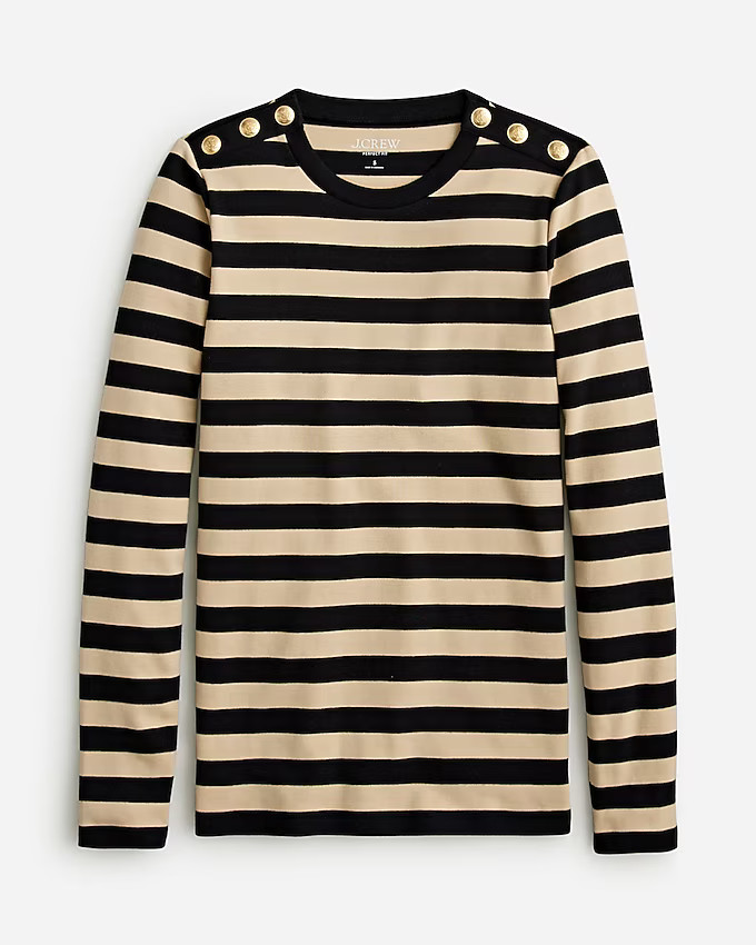 Perfect-fit long-sleeve crewneck T-shirt with buttons | J. Crew US