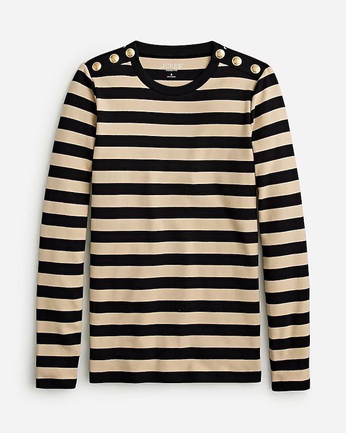 Perfect-fit long-sleeve crewneck T-shirt with buttons | J.Crew US