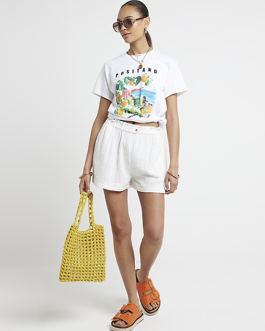 White Positano graphic t-shirt | River Island (UK & IE)