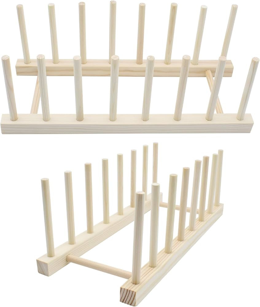 2 St\u00fcck Abtropfgestell Holz Tellerst\u00e4nder 7 Slots Tellerhalter | Amazon (DE)