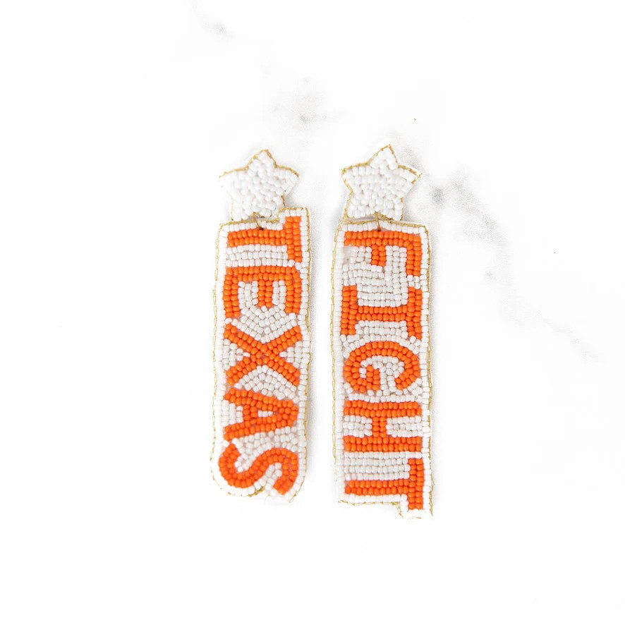 Texas Fight Beaded Earrings | Golden Thread LLC