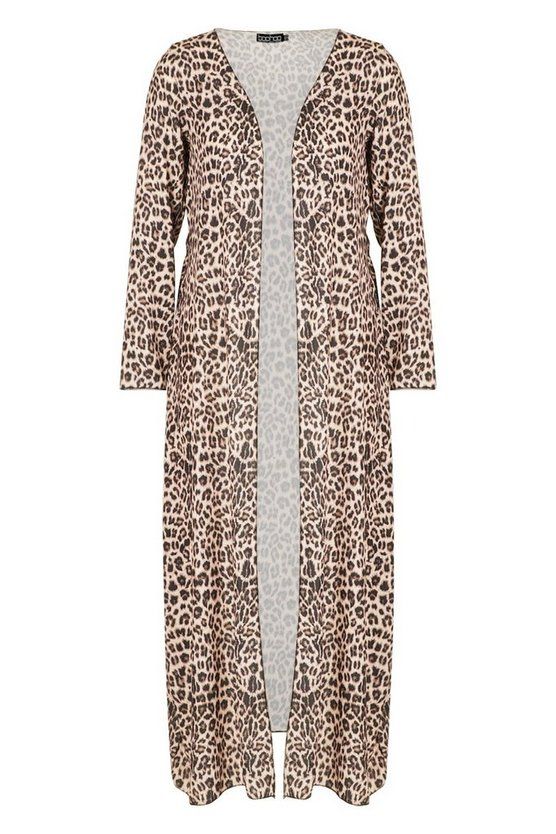 Leopard Print Maxi Belted Kimono | Boohoo.com (US & CA)