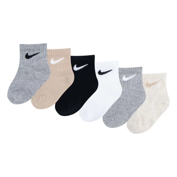 Kids' Nike Baby/Toddler Swoosh 6 Pack Ankle Socks Infant 12/24 mo. Grey/Black 6 Pack | Scheels