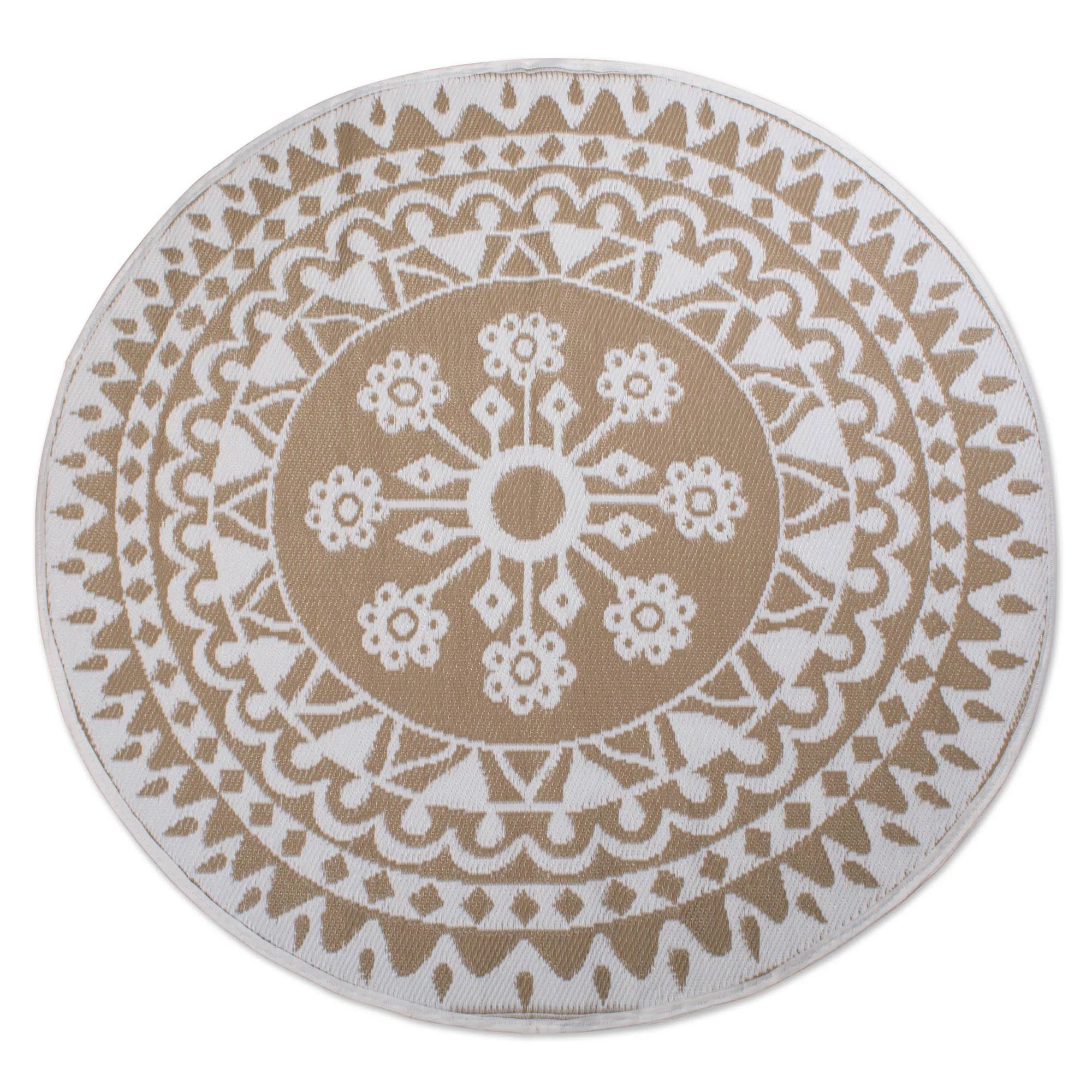 DII Taupe Floral Outdoor Rug 5 Ft Round | Walmart (US)