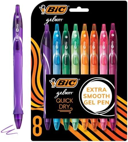 BIC Gel-ocity Quick Dry Fashion Retractable Gel Pens, Medium Point (0.7mm), 8-Count Gel Pen Set, ... | Amazon (US)