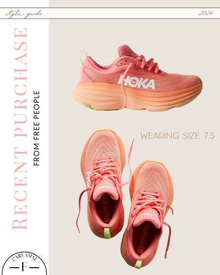 My husband bought me these beautiful HOKA bondi 8’s for Mother’s Day and I am freaking in love!!! My first pair and I will deff be getting another! Suchhh a comfy running shoe 👏🏽 wearing a size 7.5! 

Free people, sneakers, running shoes, casual shoe, pink shoes, 

#LTKActive #LTKShoeCrush #LTKFitness