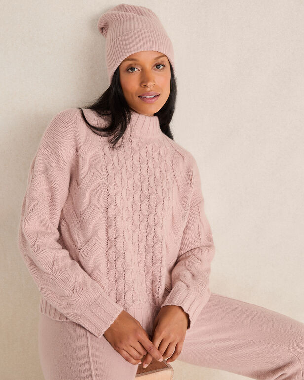 Cashmere Honeycomb Cable Mockneck Sweater | Haven Well Within