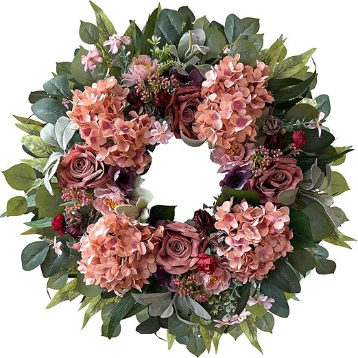 WANNA-CUL 24 Inch Spring Hydrangea Valentines Day Wreaths for Front Door,Spring Mothers Day Front... | Amazon (US)