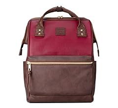 Kah&Kee Faux-Leather Backpack Diaper Bag with Laptop Compartment Travel School for Women Man | Amazon (US)