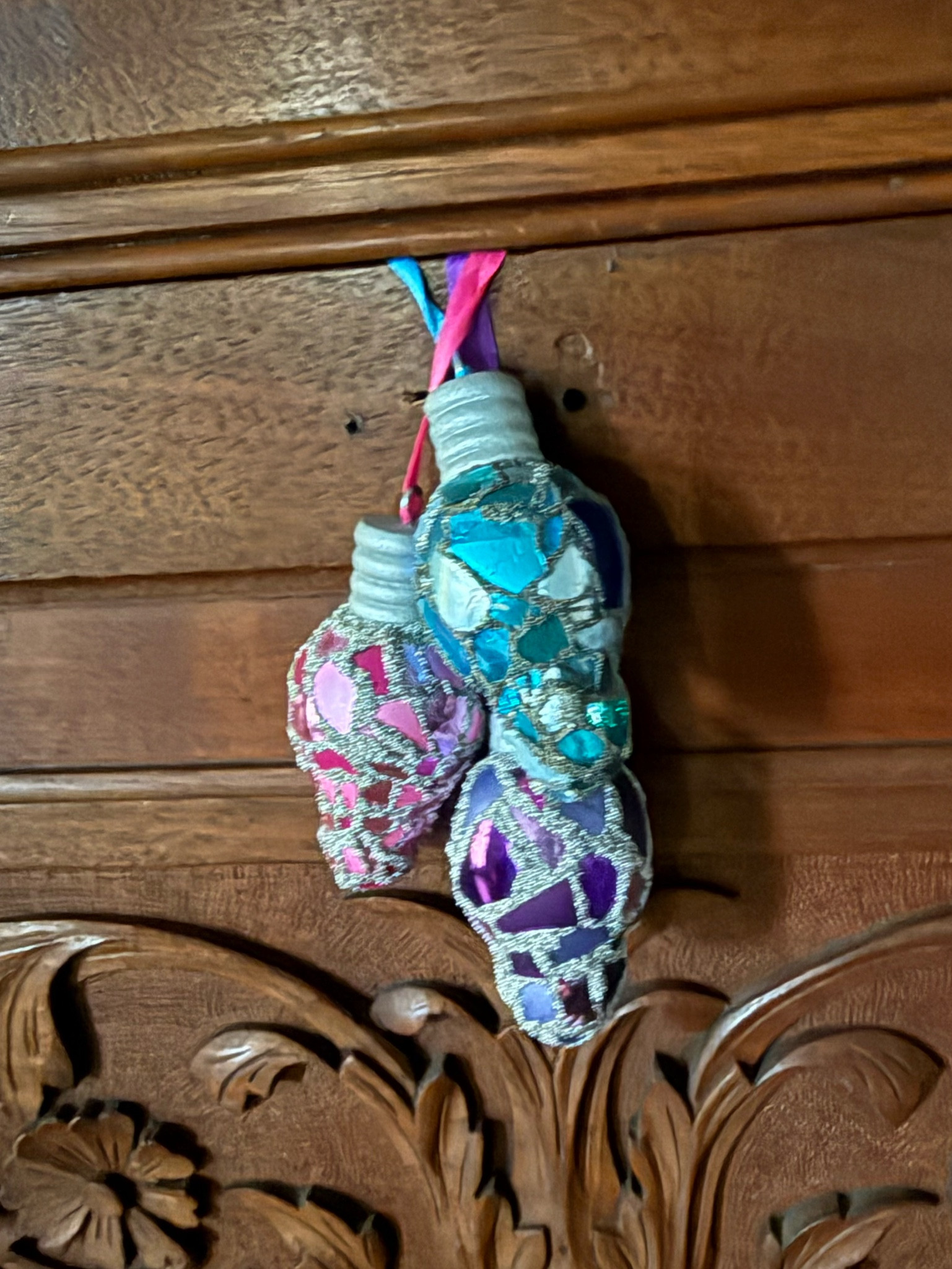 Sharing mosaic lightbulb Christmas ornaments covered in pieces of broken glass ornaments. 🎄 Christmas ornaments - mosaic - glass Christmas ornaments - handmade Christmas ornaments - Christmas lightbulbs - mosaics - Christmas decor 

#LTKHoliday #LTKFindsUnder50 #LTKHome