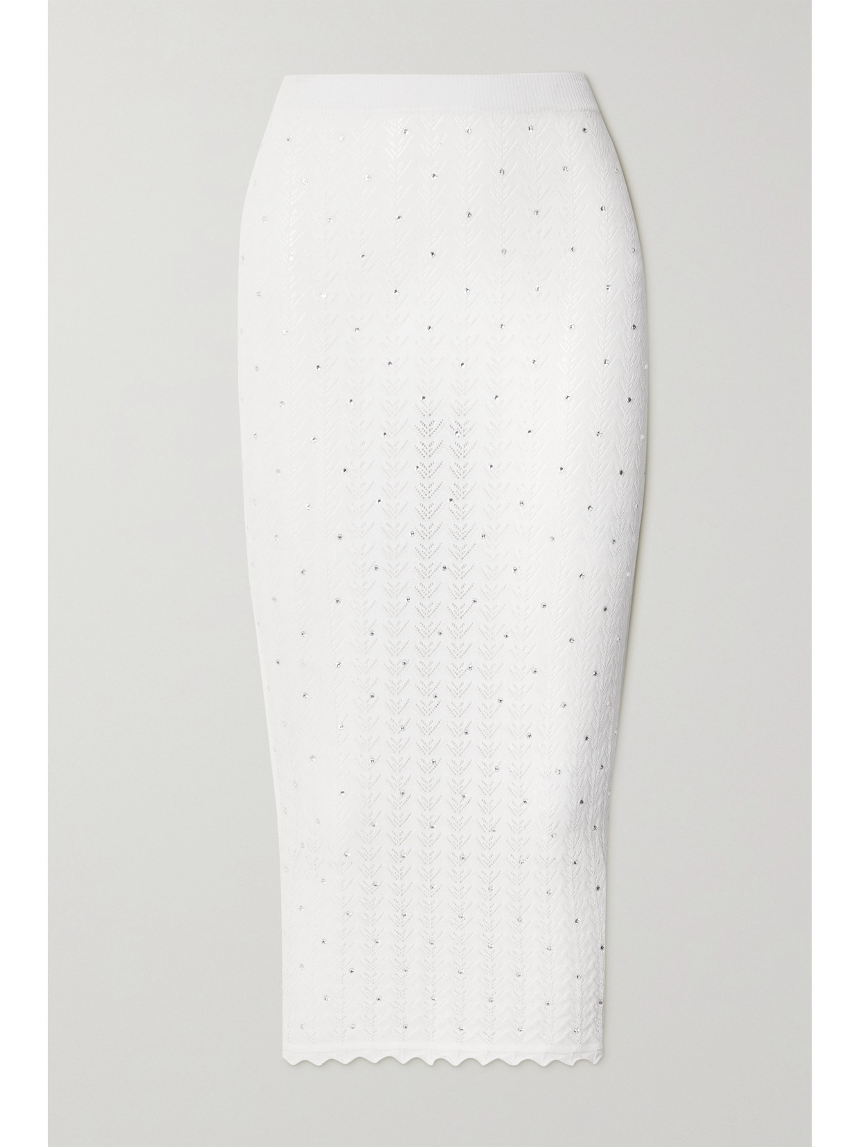 Alessandra Rich - Crystal-embellished Pointelle-knit Midi Skirt - White | NET-A-PORTER (UK & EU)
