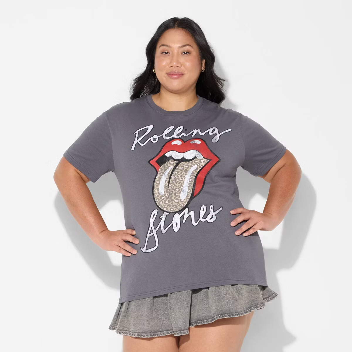 Women's The Rolling Stones Leppard Short Sleeve Graphic T-Shirt - Gray | Target