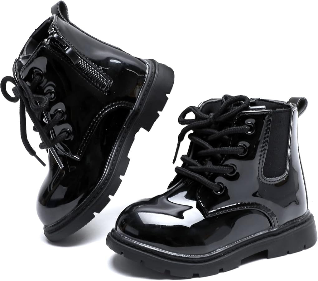 Komfyea Toddler Kids Boots Side Zipper Combat Short Ankle Boots for Boy's Girl's | Amazon (US)