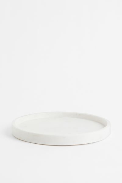 Round Marble Tray - Gray/marble-patterned - Home All | H&M US | H&M (US + CA)