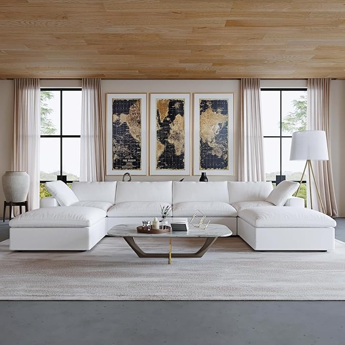 Cloud Modular Sectional Sofa with 2 Storage Ottomans,160.6" Down Filled Comfort U Shaped Sofa Cou... | Amazon (US)